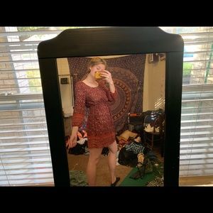 Francesca’s red floral dress with pockets